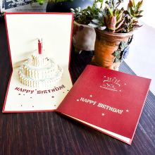 国产 3D彩色蛋糕生日贺卡 红色（单位：张）