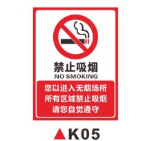 国产 K05 20*30cm PVC塑料板 禁烟标识牌(您以进入无烟场所禁止吸烟) 红色（单位：块）