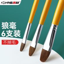 中盛画材（transon） 榛型狼毫 6支装 水粉笔 黄色(单位:套)