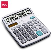 得力(deli)双电源金属面板桌面计算器 12位宽屏桌面计算机 办公用品 1837 单位：个