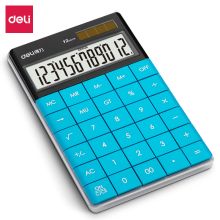 得力(deli)双电源时尚计算器 轻薄机身平板按键桌面计算机 办公用品 蓝色 单位：个
