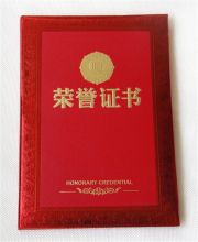 国产 定制 20*30cm 彩印先进表彰绒面证书 彩色（单位：个）
