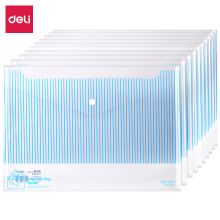 得力  5630  A4按扣资料袋    10个/袋  条纹透明  (单位:袋)
