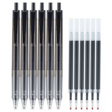 晨光 HAGP0921 速干按动子弹头签字笔+笔芯套装 0.5mm 6套装 黑色 （单位：套）