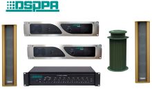 迪士普/DSPPA DA3750 1台前置放大器+2台纯后级数字广播功放+32只室外音柱+2只草地音箱 广播设备套装