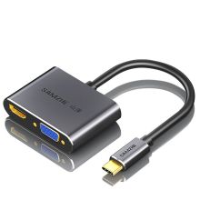 山泽 TC-K2 扩展坞 USB-C转HDMI/VGA转换器 苹果MacBook华为P20投屏接电视投 Type-c扩展坞4K高清 黑色（单位:个）