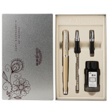 英雄 2062 双笔头钢笔宝珠笔墨水礼盒礼品套装 0.5mm 1套装 金色 （单位：套）