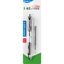广博(GuangBo) ZX9522D 按动中性笔子弹头签字笔水笔套装 0.5mm 1支笔+1支笔芯/卡 黑色 (单位：卡)