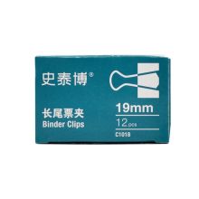 史泰博 C1018 5#长尾票夹 19MM 12只/盒 单位：盒 黑色