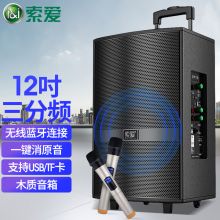 索爱（soaiy） SA-F35广场舞三分频音响户外拉杆音箱消音唱歌音响电脑蓝牙手提移动高低音炮 SA-F36(12英寸)+2个无线话筒 （单位：套）