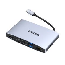 飞利浦 PHILIPS SWR1608G/93 Type-C扩展坞 USB-C转HDMI/VGA/PD/USB/RJ45