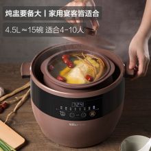 小熊(Bear) DDZ-B45Z1 电炖锅 4.5L隔水炖煲汤锅炖汤锅电砂锅紫砂锅婴儿煮粥锅可预约定时 (单位:台) 棕色