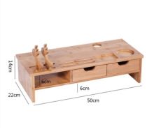仓迪 双抽屉 50*22*14cm 竹制电脑显示器增高架 本色（单位：个）