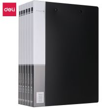 得力 33222 金属双强力夹硬文件夹 A4 6个装 黑色 （单位：包）