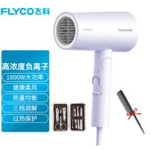 飞科（FLYCO）电吹风机家用1800W大功率吹风筒宿舍负离子电风吹可折叠网红造型不伤发 【贈指甲剪套装+碳纤梳】负离子标配紫（单位：台）