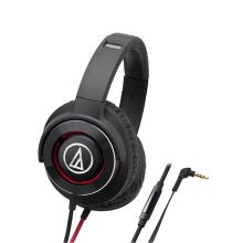 铁三角 AUDIO-TECHNICA WS770IS 便携头戴式重低音有线耳机 黑红