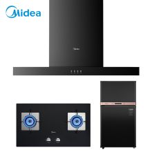 美的 JZT-Q65 760*445*145mm 玻璃面板/双炉/天然气/一级能效嵌入式燃气灶 黑色（单位：台）
