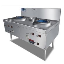 乐创 双炒单温灶 2.0米 厨房酒店 商用燃气灶 银白（单位：台）