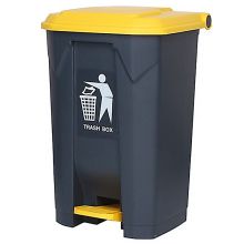 科力邦 KB1011 脚踏垃圾桶大号加厚户外环卫塑料垃圾桶带盖商用酒店办公分类垃圾桶翻盖 68L 黄色 单位：个