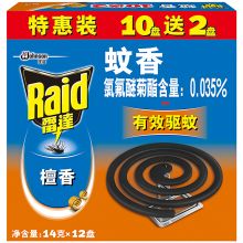雷达（Raid） 檀香型蚊香 14g*12盘 (单位：盒)