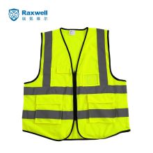 Raxwell RW8109 raxwell RW8109 反光背心 多口袋马甲拉链式安全衣 网格透气荧光黄 加大码 (单位：件） (单位：件)