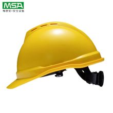 梅思安（MSA） 10172902-L V-Gard 标准型安全帽 （印LOGO，黄、PE，超爱戴帽衬、灰针织布吸汗带，D型下颏带） (单位：顶)