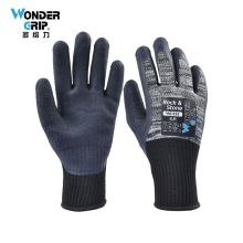 多给力(Wonder Grip) WG-333 12双 加强型乳胶起皱作业手套天然乳胶涤纶衬里物流搬运建筑工地劳保通用手套 8/M 黑白色(单位：袋)
