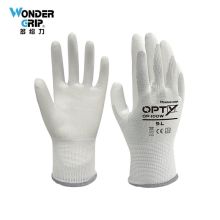 多给力(Wonder Grip) OP-100W 12双 通用PU涂掌手套透气建筑搬运工地防滑耐磨劳保手套 7/S 白色(单位：袋)
