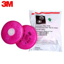 3M 2091 P100颗粒物滤尘棉 （适用于防毒防尘面具口罩6000系列） 2片/包 粉红色 (单位:包)