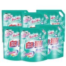 白猫 浓缩洗衣粉1.2kg*6袋整箱亮白亮彩低泡易漂去渍无磷手洗机洗 （单位：袋）6袋 绿色