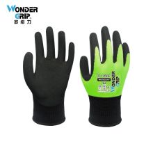 多给力(Wonder Grip) WG-1855HY 12双 丁睛发泡触屏作业手套涂胶涂掌防滑耐磨搬运劳保手套 9/L 荧光黄(单位：袋)