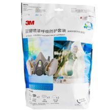 3M 6200+6001 防毒面具 套装防毒口罩呼吸口罩喷漆防尘化工农药活性炭面罩6200+6001新老包装随机发货 1套