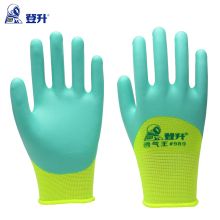 登升 乳胶涂层手套，989，浅绿胶透气王手套 （单位：副）