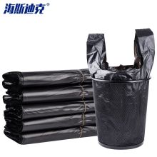 海斯迪克 90*110cm 加厚背心式垃圾袋 100只/扎 黑色（单位：扎）